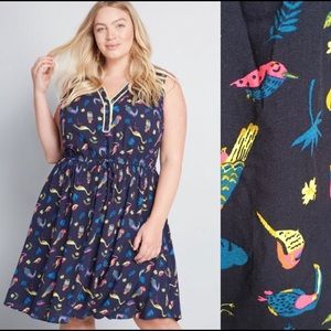 ModCloth exotic tropical birds dress